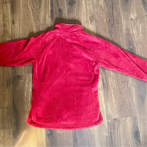 The North Face Womens XS Red Quarter Zip Fuzzy Fleece Pullover Sweater - Picture 3 of 7